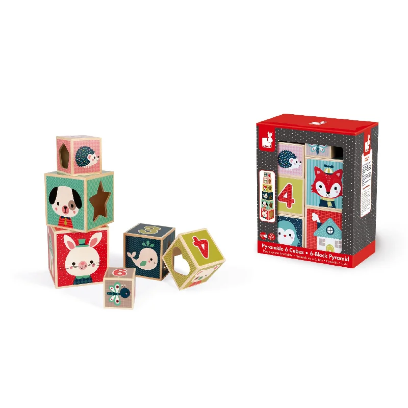 enchanted wooden toys                   Janod 6 Block Pyramid Baby Forest