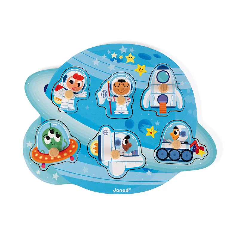 enchanting wooden toys for children                   Janod Happy Space Puzzle