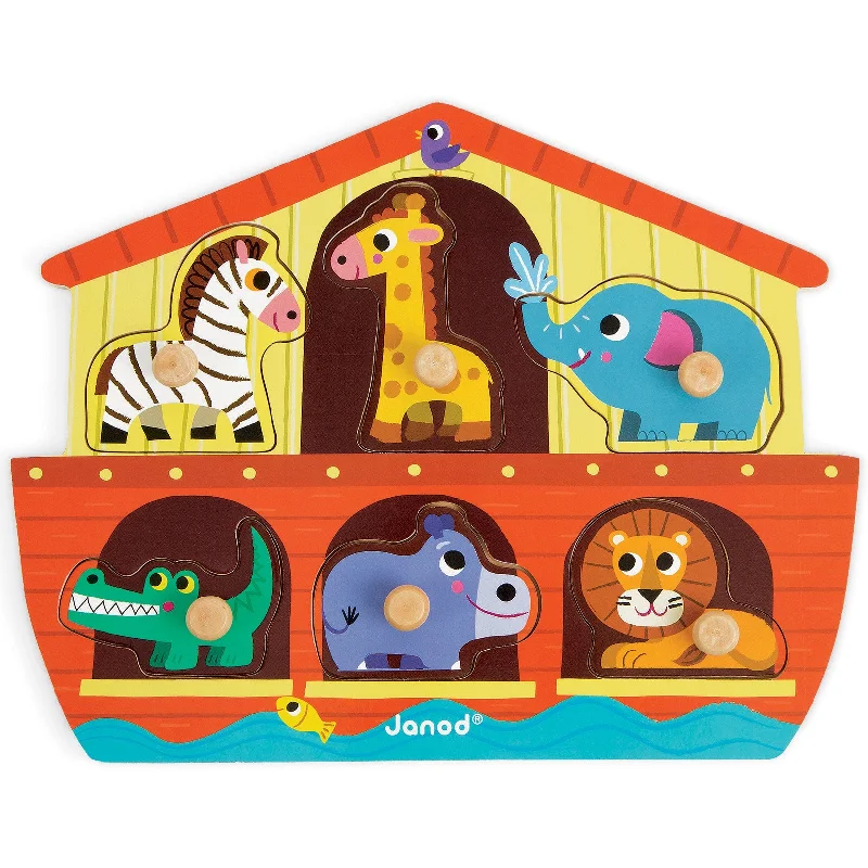 robust and child-safe wooden toys for all ages                   Janod Noah's Ark Puzzle