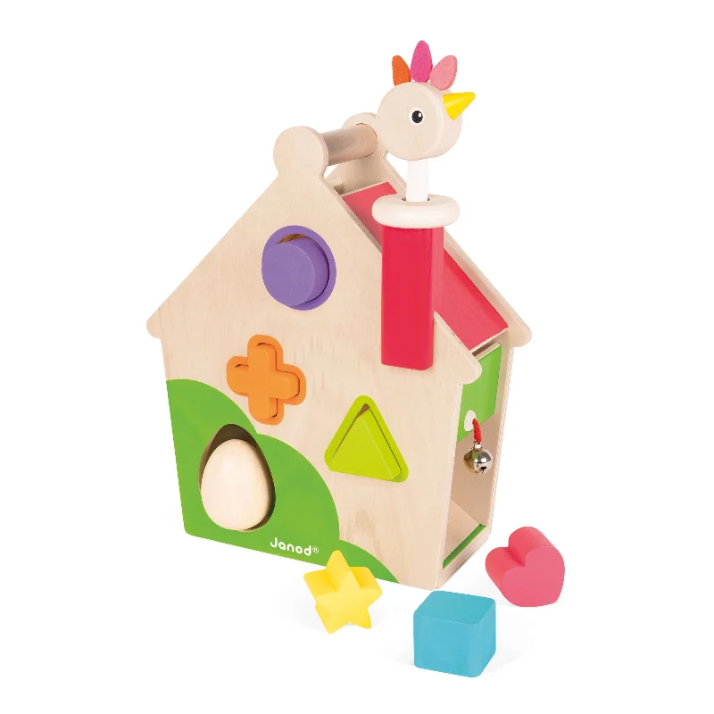 thoughtfully crafted and safe wooden toys                   Janod Zigolos Hen Activities House