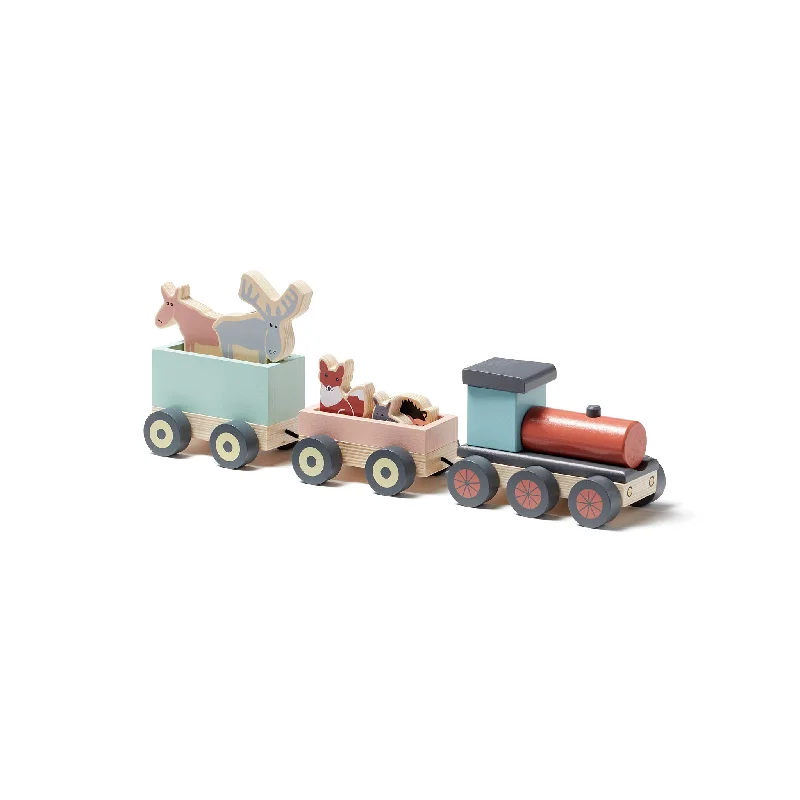 skillfully crafted wooden toys                   Kids Concept - Animal Wood Train