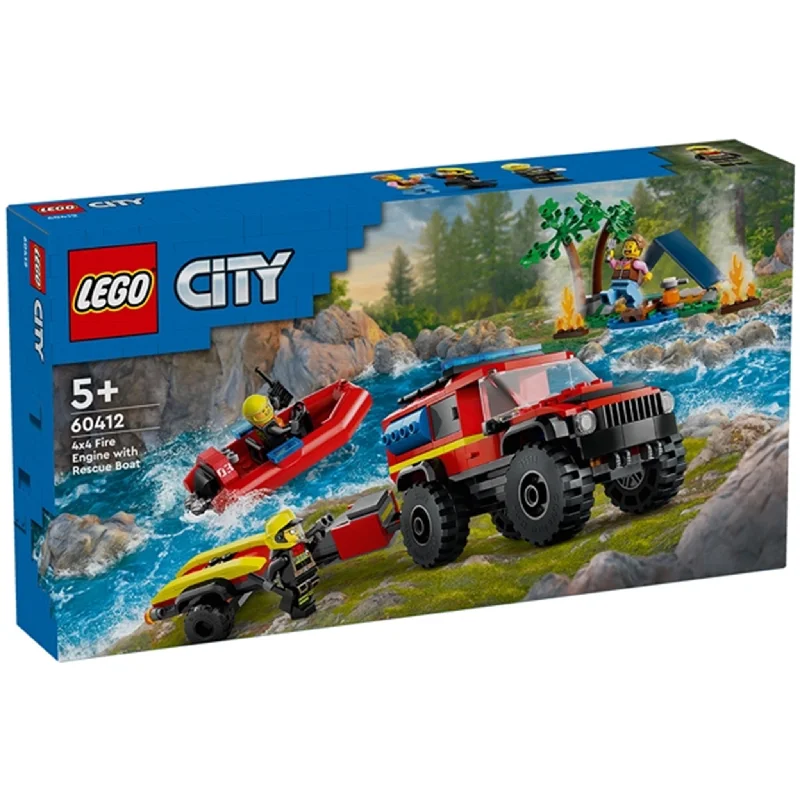 Time-honored LEGO traditionsLEGO® City Firhjulstrukket Brandbil med Redningsbåd