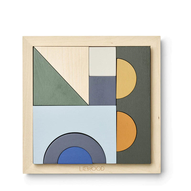 sturdy wooden toys                  Liewood Ishan Puzzle - Faune Green Multi Mix