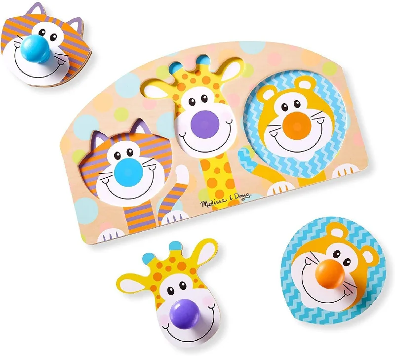 enchanting wooden toys for toddlers                   Melissa & Doug 13439 First Play Wooden Jumbo Knob Safari Animal Puzzle (3 pcs)