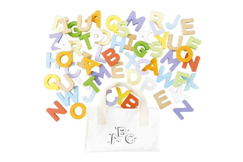 eco-friendly wooden toys made from sustainable materials                   Wooden Letters & Bag