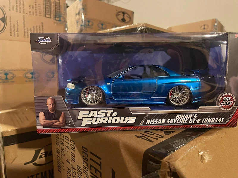 High-quality materials toys 2022 Jada Blue Package Fast Furious Brian's Nissan Skyline GT-R (BNR34) Blue