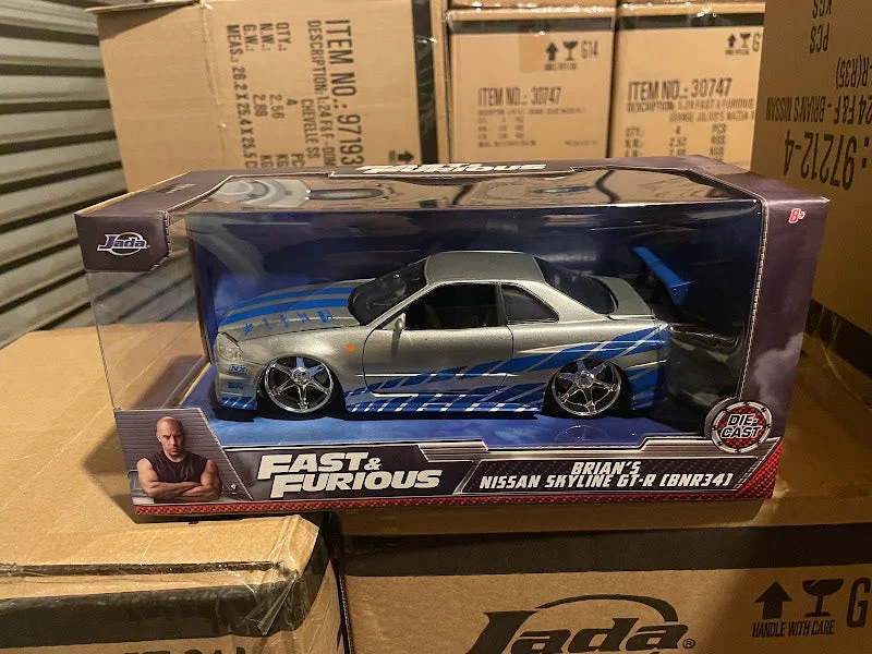 Fun toy cars2022 Jada Blue Package Fast Furious Brian's Nissan Skyline GT-R (BNR34) SILVER