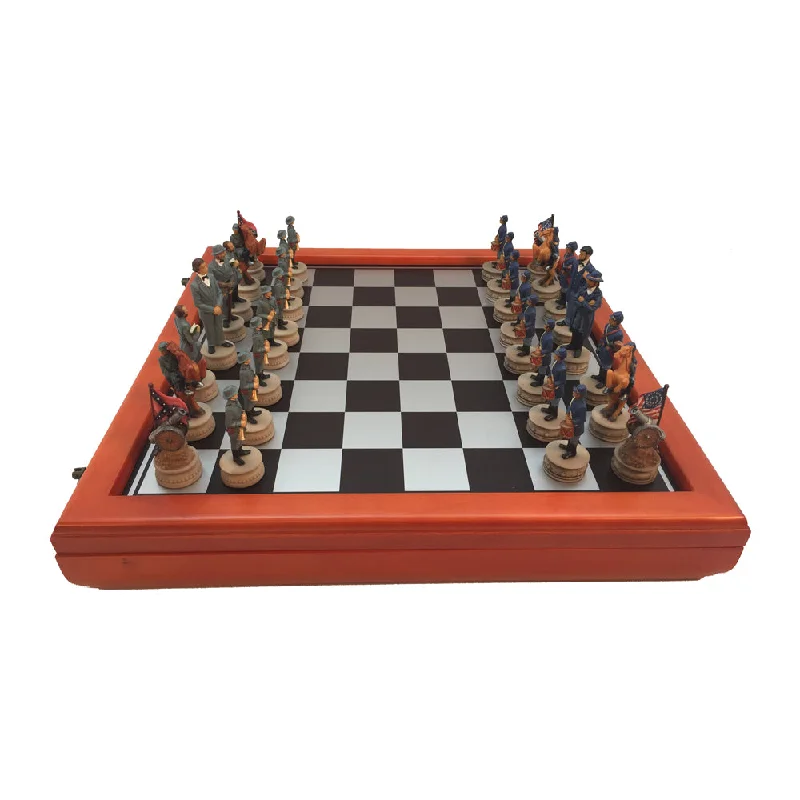 Fun gamesWorldWise Imports Civil War Generals 3.25-inch Chess Set with Cherry Stained Chest Board