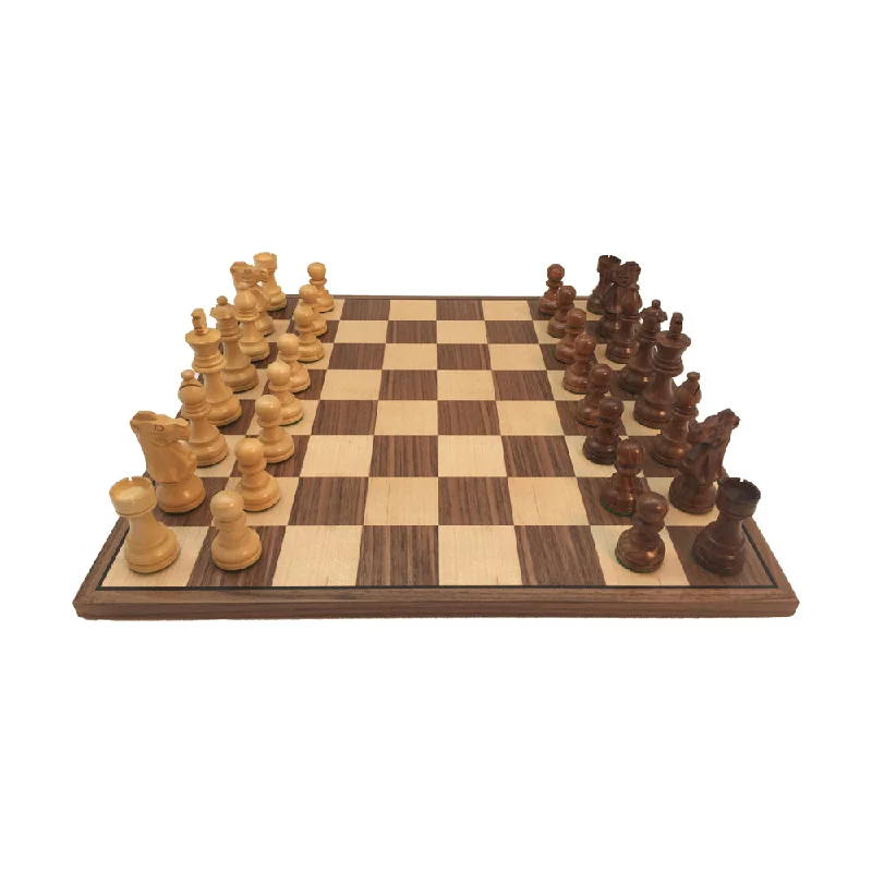 Addictive games Sheesham French Chess Set with Walnut & Maple Veneer Board