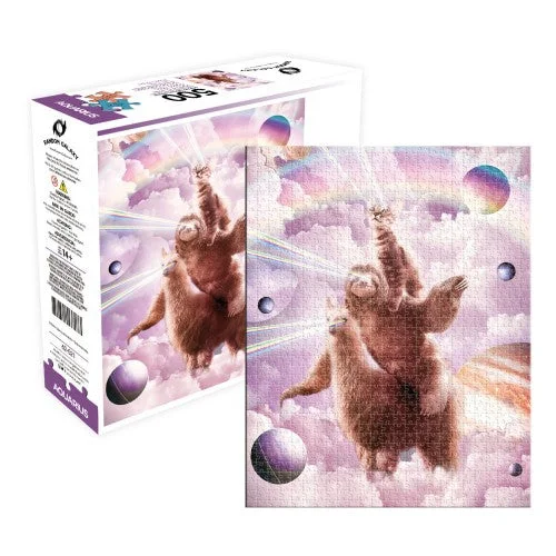 Engaging puzzlesAquarius 500pc Puzzle | Laser Eyes Cat, Sloth & Llama