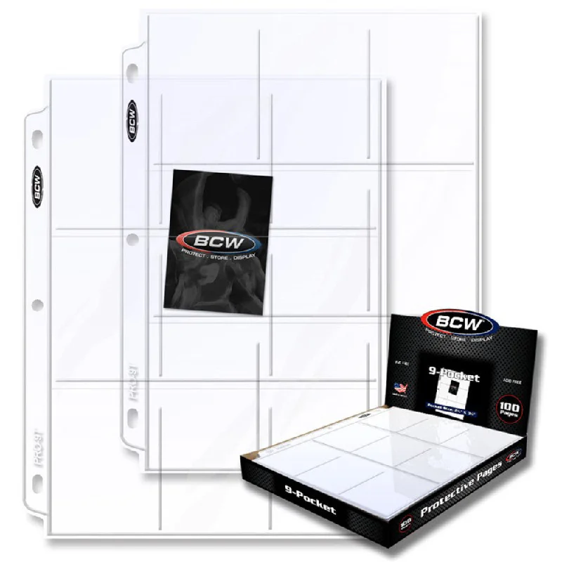 Relaxing games BCW 9-Pocket Trading Card Pages - 100 Pack for Collectors