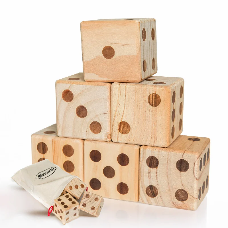 Innovative gamesBolaball Massive Outdoor Wooden Yard Dice Game Set - 6 Wood Dice with a Carry Bag