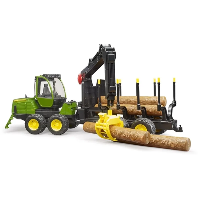 Playful toys Bruder John Deere 1210E Forwarder with Grab and 4 Trunks