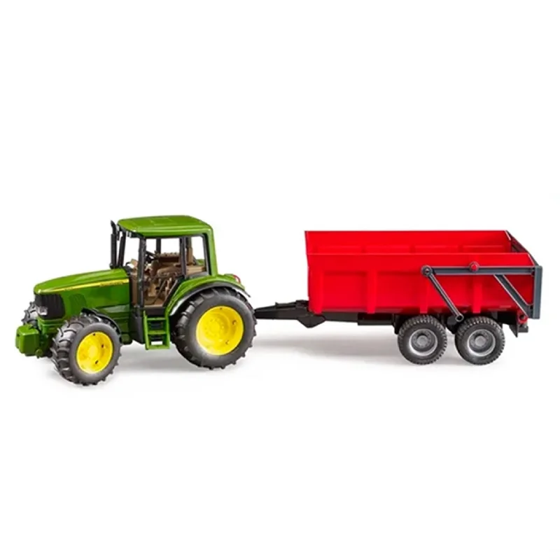 High-quality toy cars Bruder John Deere 6920 with Tipping Trailer Red