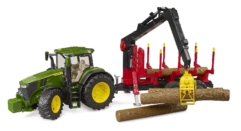 Playful toys bruder John Deere 7R 350 mit Forstanhänger und Baumstämmen