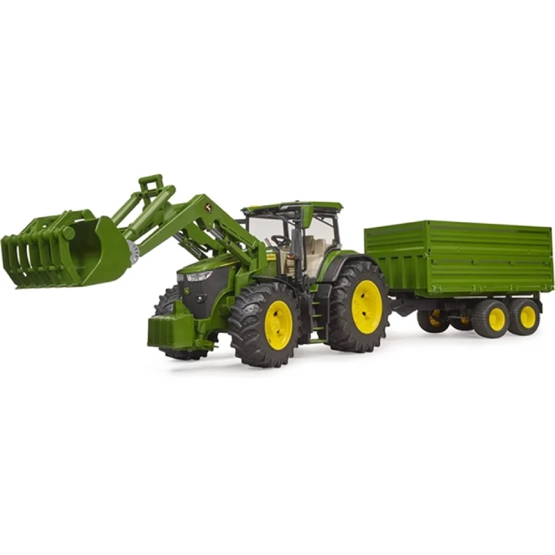 Realistic toy carsBruder John Deere 7R 350 with Frontloader and Tipping Trailer