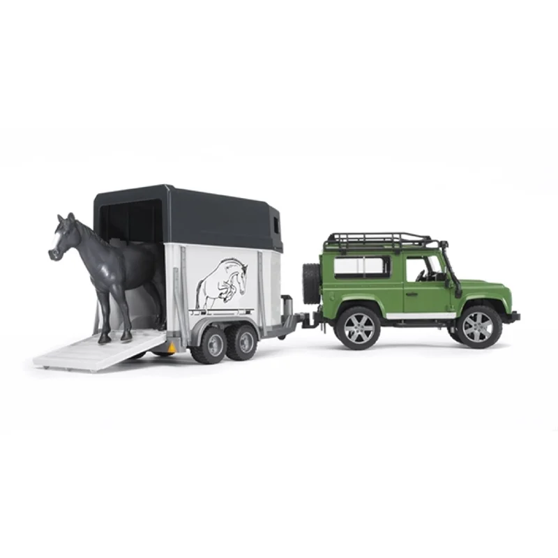 Enthusiastic toysBruder Land Rover Defender Station Wagon with Horse Trailer