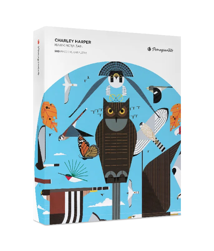 Casual games Charley Harper Hawk Mountain 500 Piece Round Puzzle