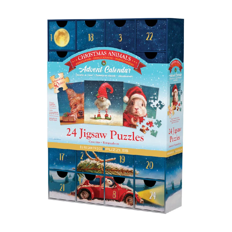Fast-paced games Eurographics Christmas Animals 24-Pack Jigsaw Puzzles - 50 pc Each