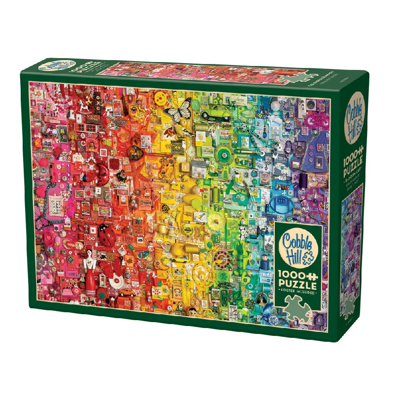 Challenging puzzles Cobble Hill Colourful Rainbow 1000-Piece Jigsaw Puzzle - Reference Poster Included