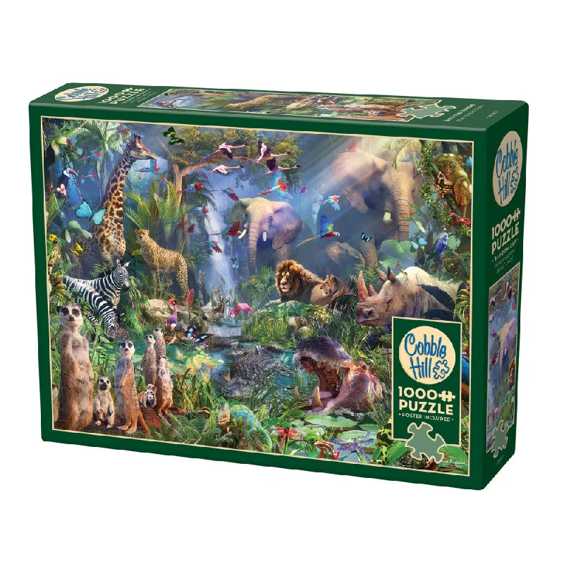 Social games Cobble Hill Into the Jungle 1000-Piece Jigsaw Puzzle - Eco-Friendly