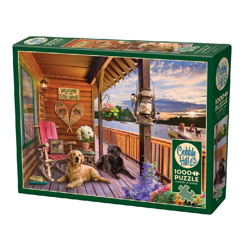 Age-appropriate puzzles Cobble Hill 1000 Piece Puzzle: Welcome To The Lake House - Premium Jigsaw with Reference Poster
