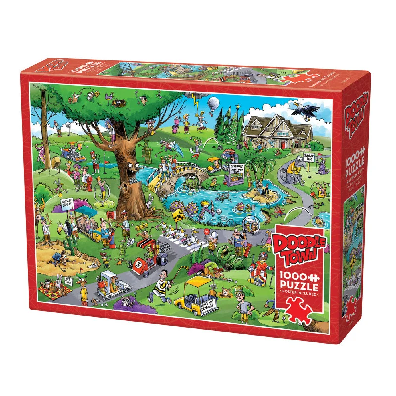 Time-consuming puzzles Cobble Hill DoodleTown: Par for the Course 1000 pc Puzzle