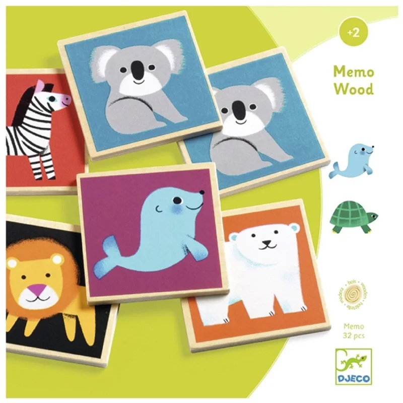 Multi-level puzzles Djeco Træmemo Vilde Dyr