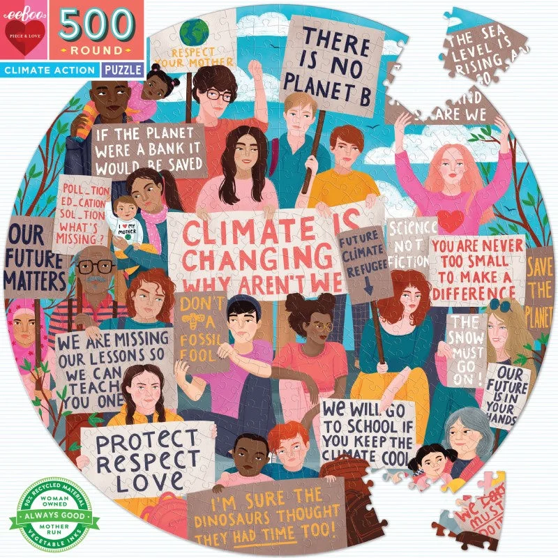 Relaxing games eeBoo 500 pc Round Puzzle | Climate Action