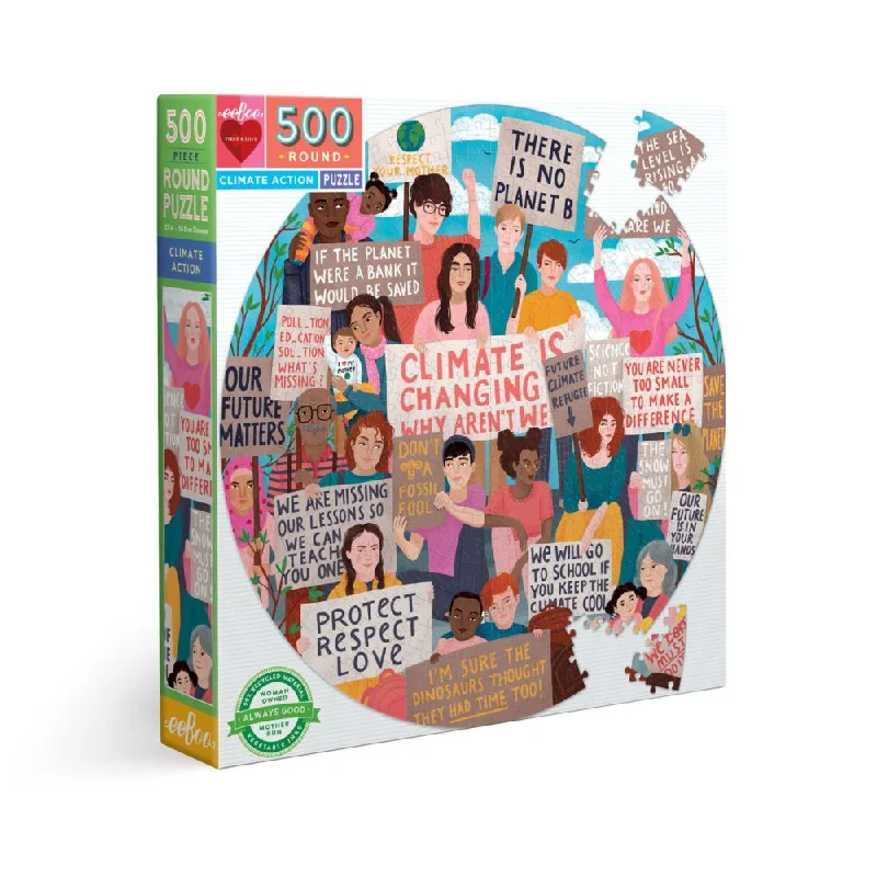 Time-consuming puzzles eeBoo Climate Action Round Jigsaw Puzzle - 500 pc