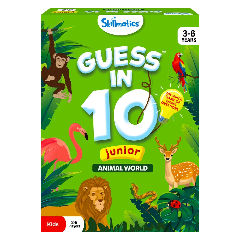Age-appropriate puzzles Guess in 10 Junior Animal World Educational Card Game