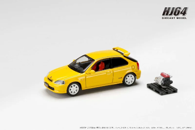 Durable toysHOBBY JAPAN 1/64 HONDA CIVIC TYPE R (EK9) SUNLIGHT YELLOW