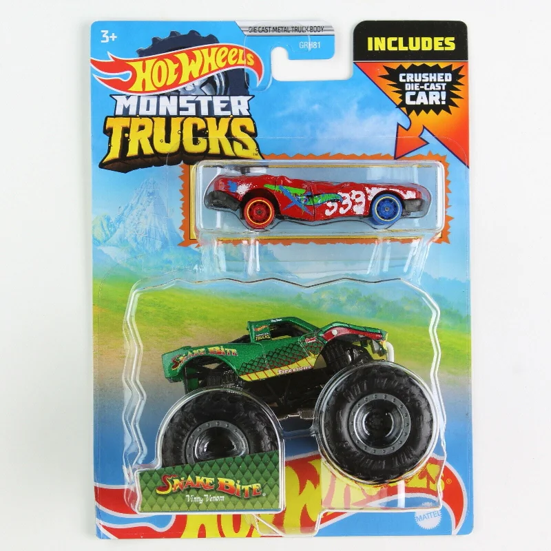 High-quality toy cars Hot Wheels Monster Trucks 1:64 Scale With Crushed Die-Cast Car (Styles Vary)