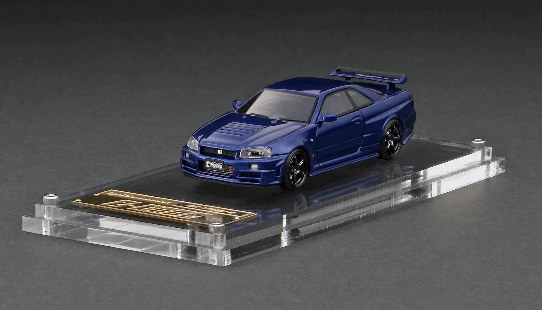 High-quality toy cars IGNITION MODEL 1/64 NISMO R34 GTR Z-TUNE BAYSIDE BLUE