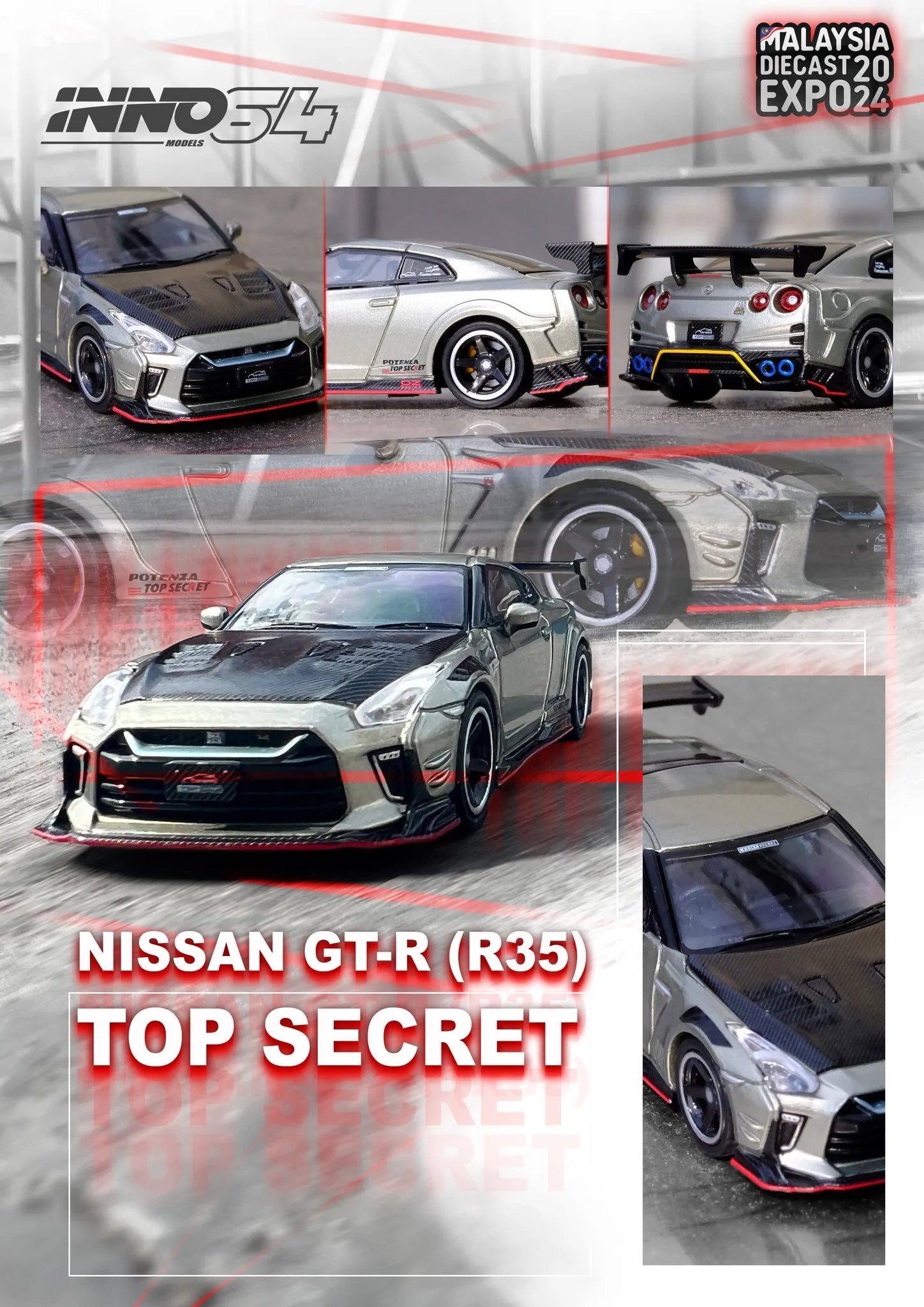 Durable toysINNO64 1/64 NISSAN SKYLINE GTR R35 TOP SECRET MALAYSIA SPECIAL EDITION 2024