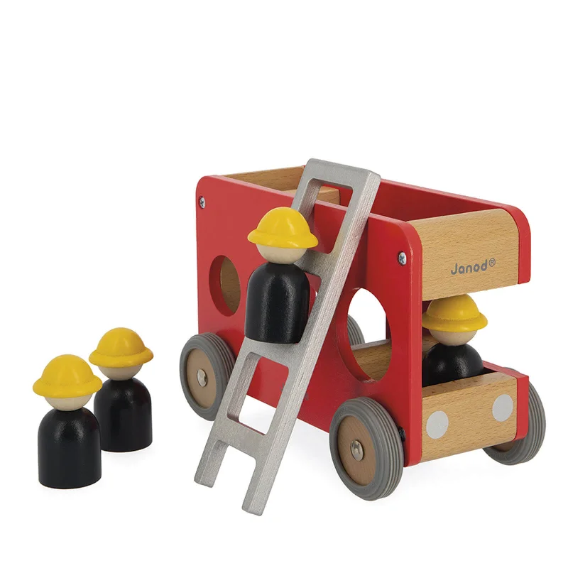 Enthusiastic toysJanod Feuerwehr-Abenteuer Holzspielzeug-Set mit LKW