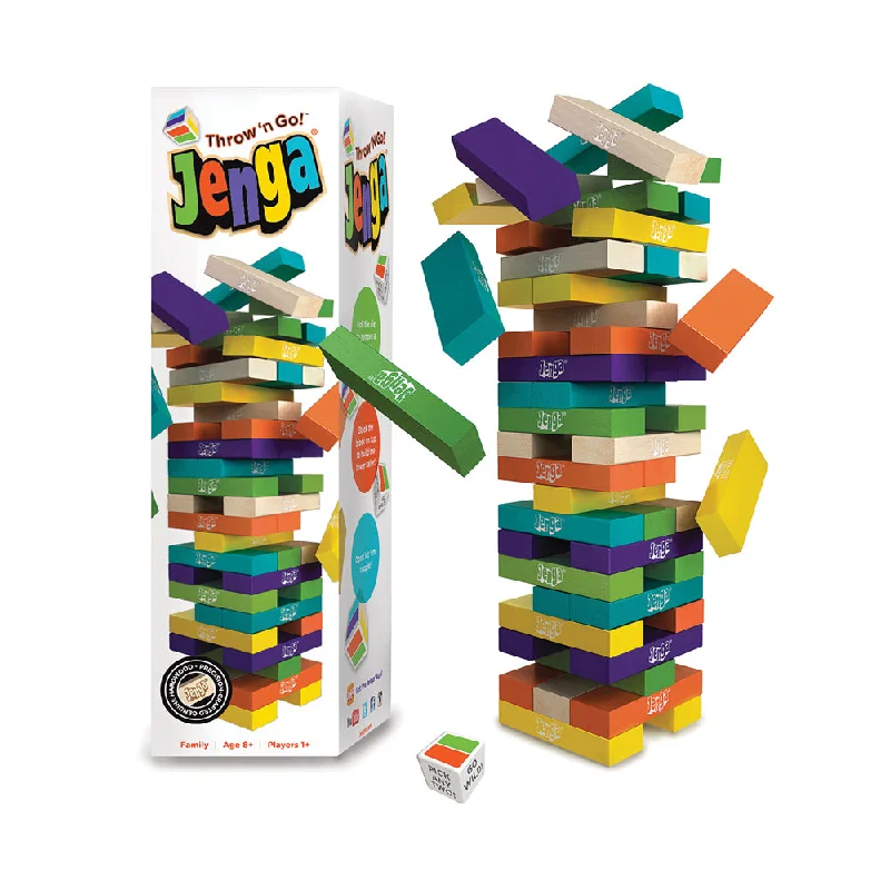 Engaging puzzlesJenga Throw 'n Go! Hardwood Block Stacking Game