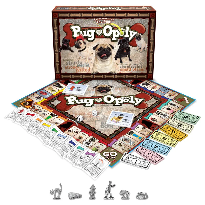 Multi-level puzzles Late for the Sky Pug-Opoly Board Game