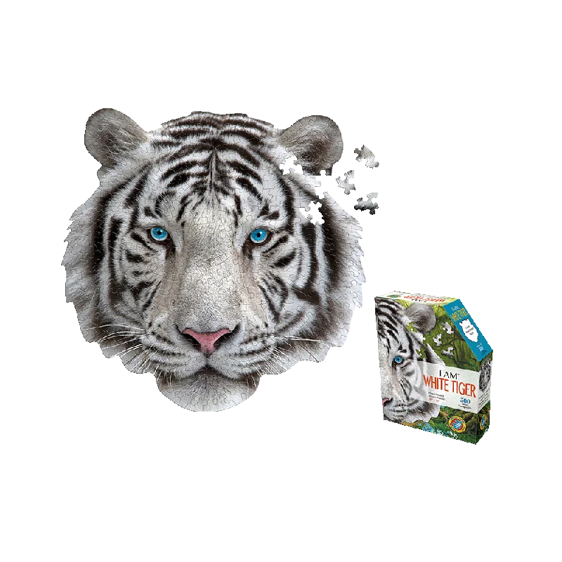 Logical puzzles Madd Capp White Tiger Shaped Jigsaw Puzzle - 300 pc