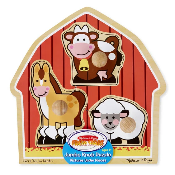 Multi-level puzzles Melissa & Doug | Wooden Puzzle | Jumbo Knob | Barnyard Animals
