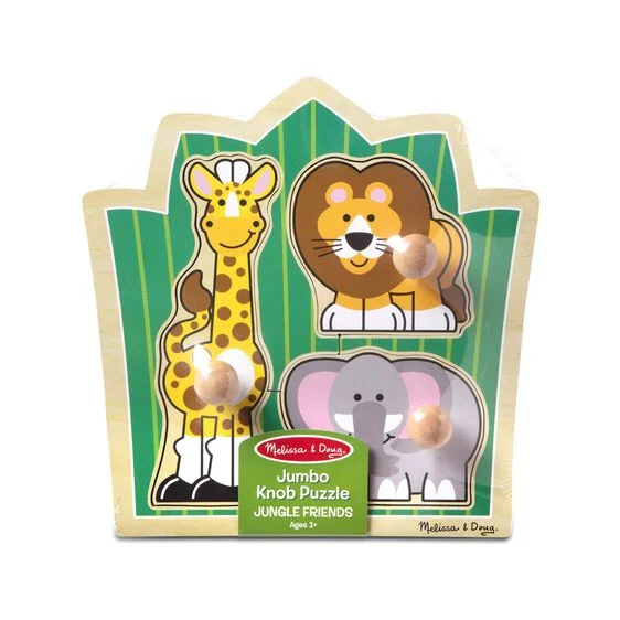 Thought-provoking puzzles Melissa & Doug | Wooden Puzzle | Jumbo Knob | Jungle Friends
