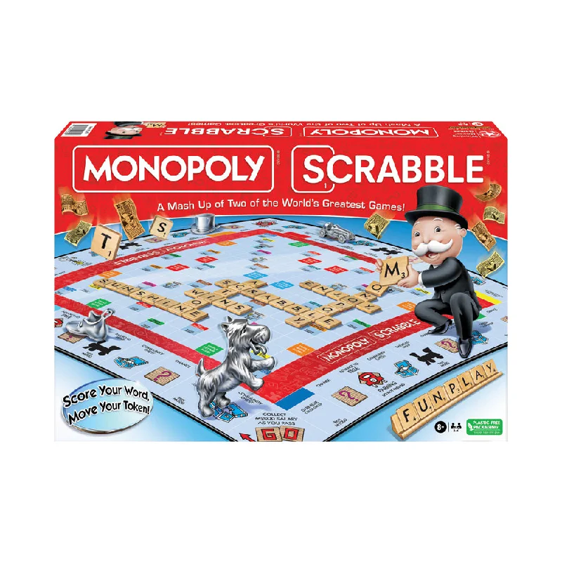 Intricate puzzles Monopoly Scrabble Hybrid Board Game by Winning Moves