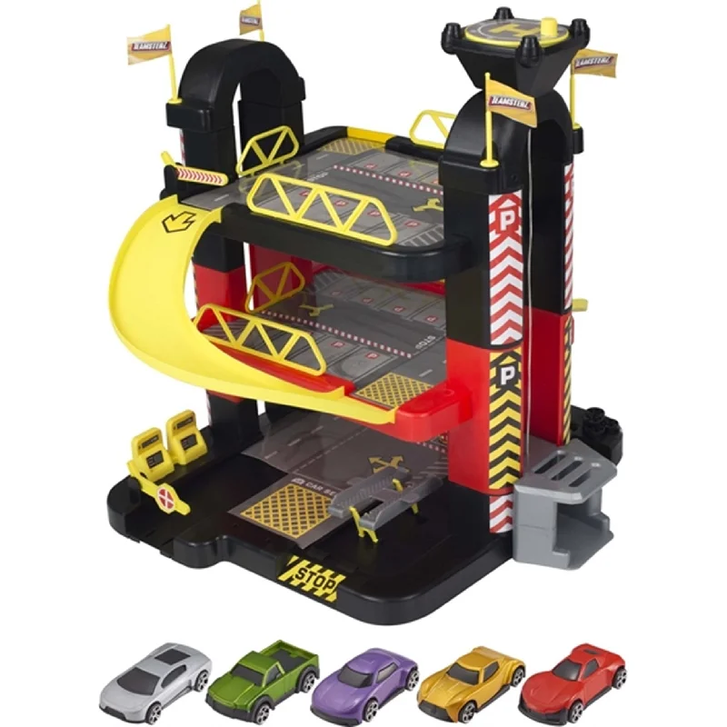 Fun toy carsTeamsterz 3 Level Tower garage with 5 Biler