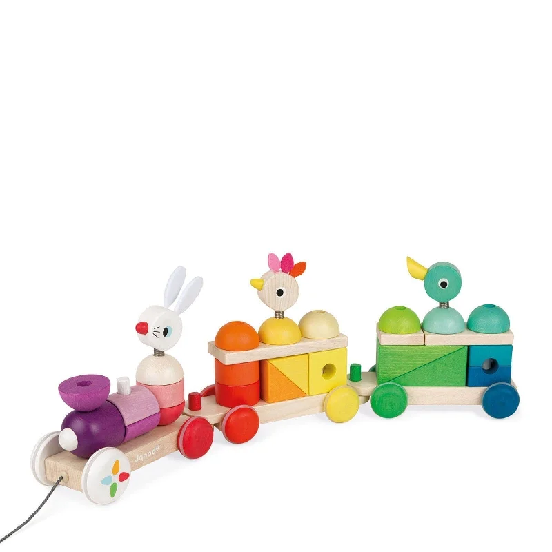 High-quality toy cars Janod Buntes Riesen-Zigolos-Zugspielzeug